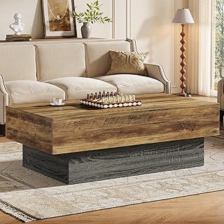 Tribesigns 55-Inch Farmhouse Wood Coffee Table, Rustic Large Rectangle T...