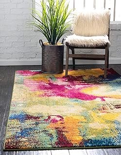 Unique Loom Estrella Collection Colorful, Abstract, Watercolor, Modern, ...