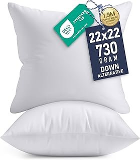 Utopia Bedding 22x22 Pillow Inserts, Set of 2, White – Indoor Decorative...