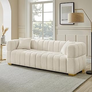 VANOMi 90.94”Cloud Sofa Couch, Modern Deep Seat Boucle Sofa, Oversized U...
