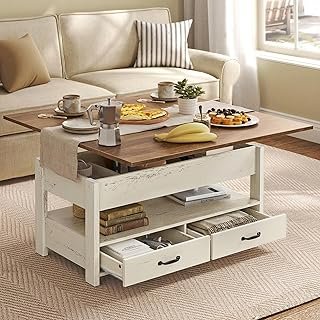 VASAGLE Coffee Table Lift Top, 3 in 1 Center Table with Storage, Gas Spr...