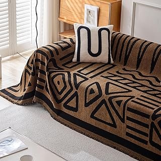 VClife Bohemian Geometric Couch Cover for Sofa Aztec Tribal Chocolate Br...