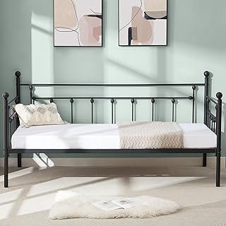 VECELO Daybed Frame, Twin Size Metal Platform Bed with Headboard,Heavy D...