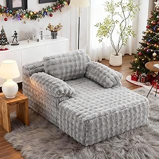 VINGLI Boneless Chaise Lounge Chair, Light Grey Oversized Reading Chair ...