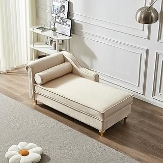 Velvet Chaise Lounge with Storage - Fainting Couch Chaise Lounge Indoor,...