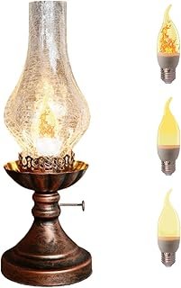 Vintage Table Lamp - 3 Modes Dimmable Retro Rustic Desk Lamp with Crackl...