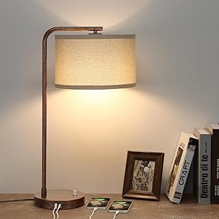 Vintage Table Lamp, Fully Dimmable Table Lamp with C+A USB Charging Port...