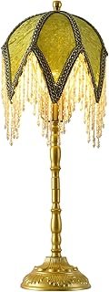 Vintage Tasselled Table Lamp with Beaded Shade, 3 Color Temperatures, Gr...