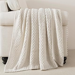 WDCOZY Chunky Cable Knit Throw Blanket Super Soft Warm Knitted Throw Bla...