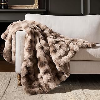 WDCOZY Luxury Bubble Throw Blanket, Faux Rabbit Fur Mink Plush Throw for...