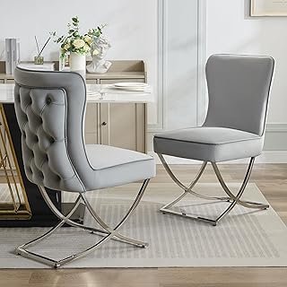 WUTUTUEE Luxury Velvet Dining Chairs, Tufted Upholstered Armless Accent ...