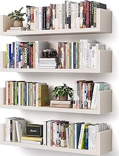 Wall Bookshelf, Set of 4, U Shaped Floating Bookshelf, Hanging Bookshelv...