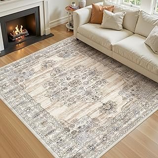 Washable 6x9 Area Rug for Living Room - Ultra Soft Vintage Carpet with N...