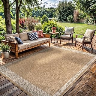 Washable Outdoor Rug 5x7 Modern Area Rugs Outdoor Carpets Bordered Patte...