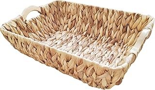 Water Hyacinth Wicker Storage Basket, Handwoven Rectangular Basket with ...