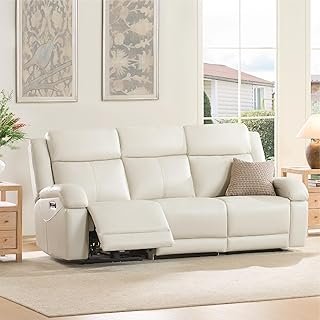 Watson & Whitely Genuine Leather Power Recliner Sofa, 3 Seater Wall Hugg...