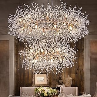 Wellmet Firework Chandelier 2 Tier 38 inch, Modern Crystal Chandelier Go...