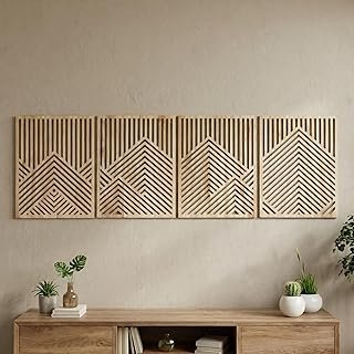Wesiti 4 Pcs Wooden Mountain Wall Art Decor Large Abstract Wall Art for ...
