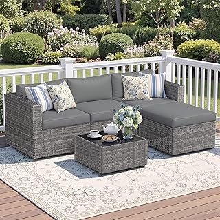 Wisteria Lane 5-Pieces Outdoor Patio Furniture Set, All Weather Wicker R...