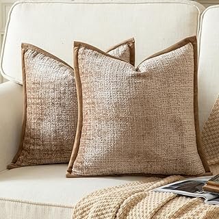 Yaertun Pack of 2 Chenille Textured Decorative Throw Pillow Covers Accen...
