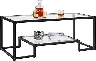 Yaheetech Coffee Table, Tempered Glass Coffee Table, Modern Simple Cente...