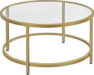 Yaheetech Gold Glass Coffee Table for Living Room, 36
