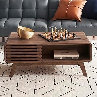 mopio Ensley Dual-Side Storage Coffee Table – Mid Century Modern Fluted ...