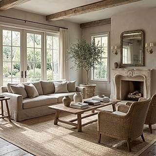 nuLOOM 4x6 Elijah Seagrass Area Rug, Beige, Solid Farmhouse Style, Cotto...